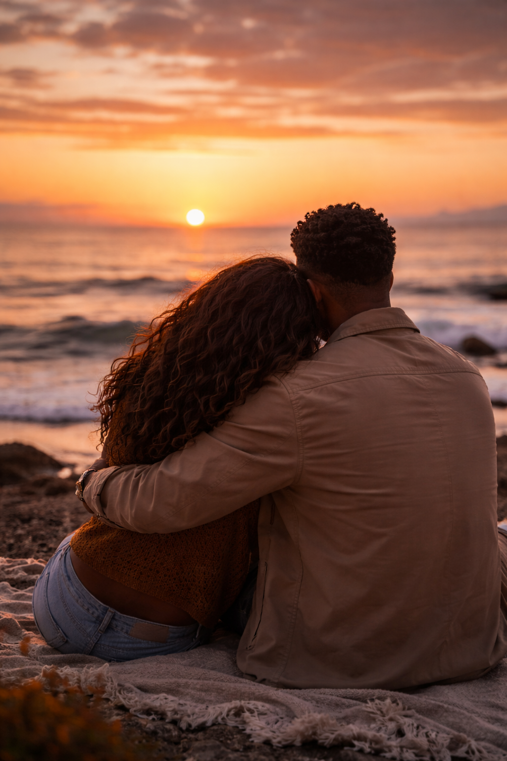 Couple watching the sunset together
