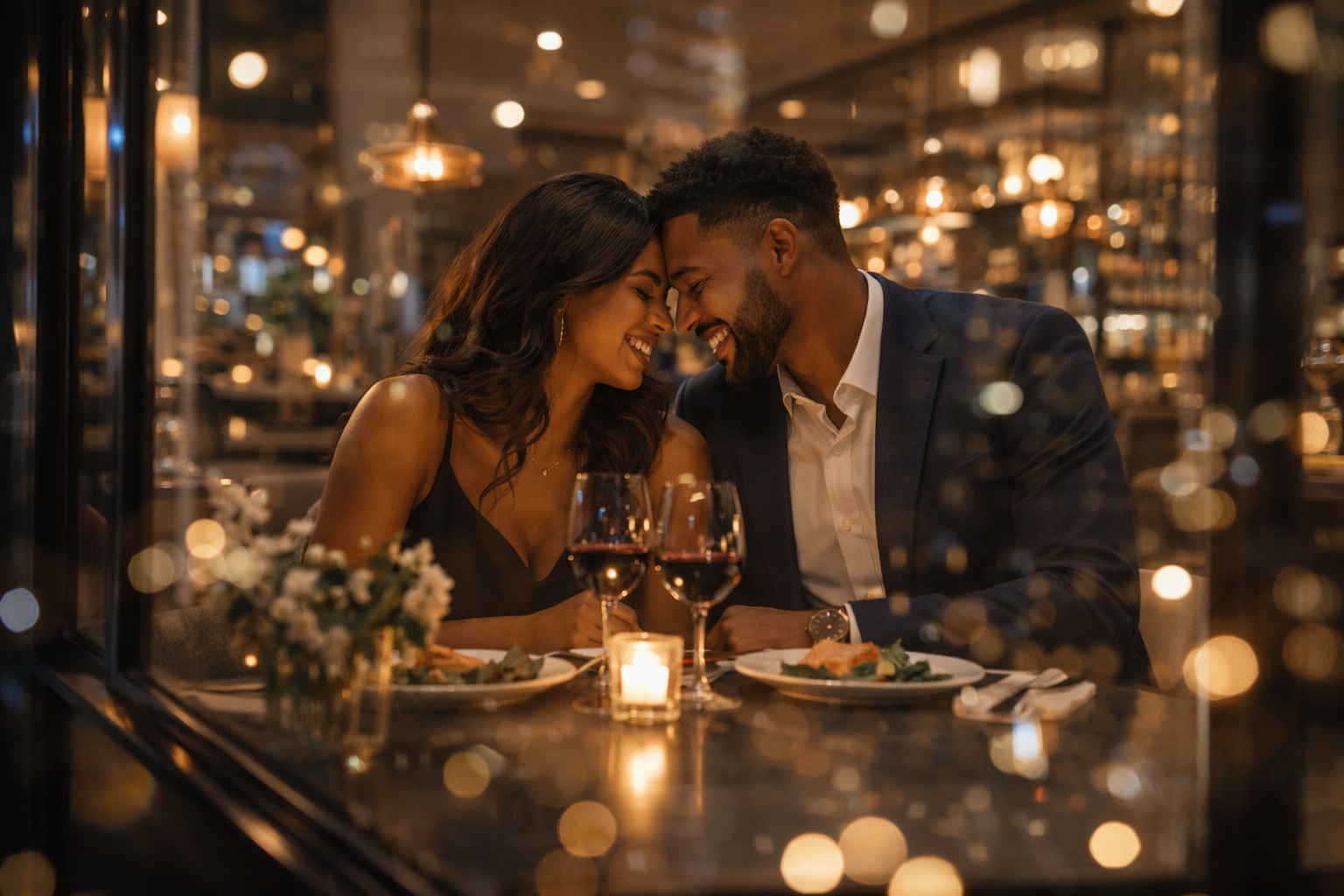 Couple enjoying a romantic dinner