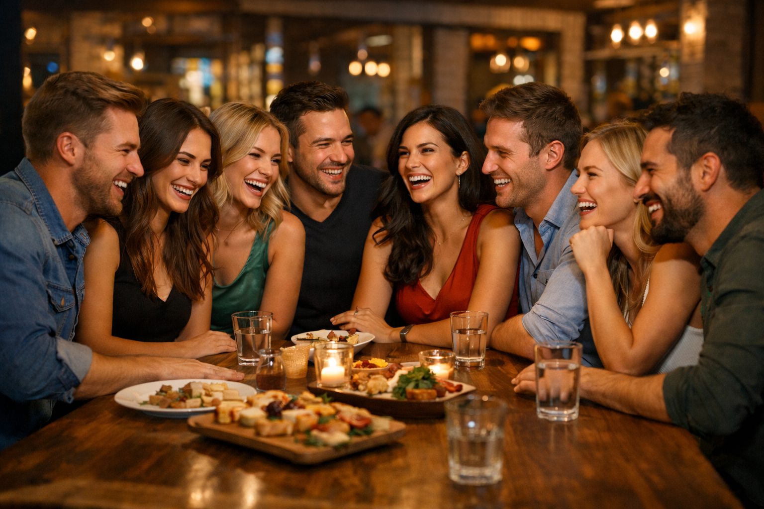 Friends enjoying dinner together